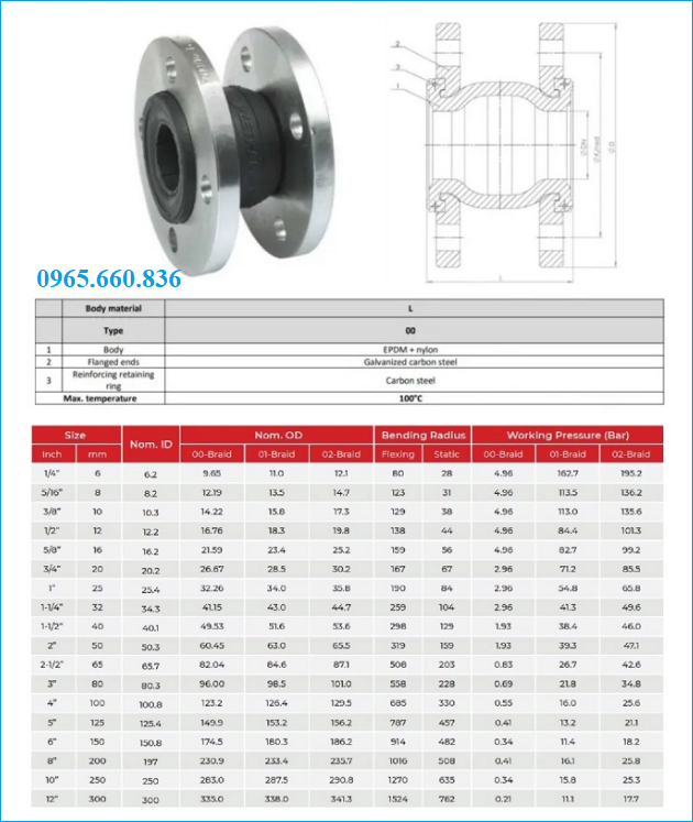 catalogue khớp nối mềm mặt bích