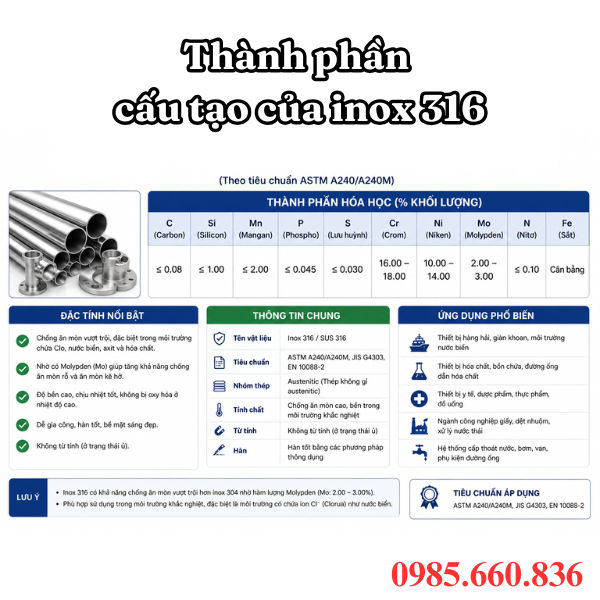 Thành phần cấu tạo của inox 316