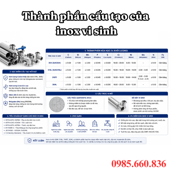 Thành phần cấu tạo của inox vi sinh