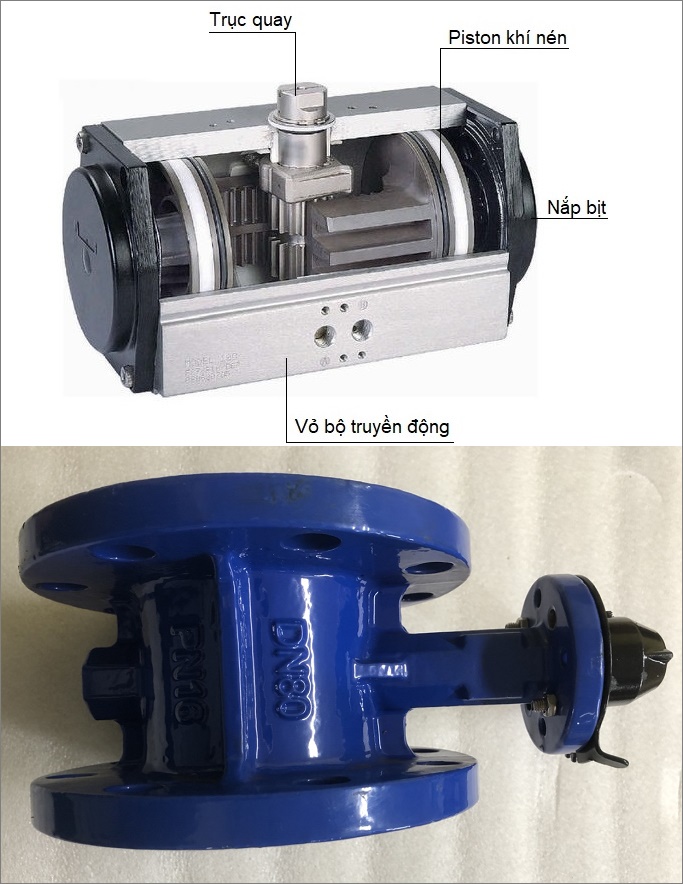 Cấu tạo pneumatic control butterfly valve.