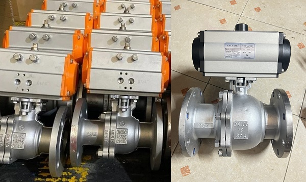 Van bi mặt bích điều khiển khí nén giá tốt.
