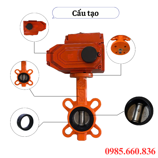 Cấu tạo van bướm điều khiển điện Châu Âu