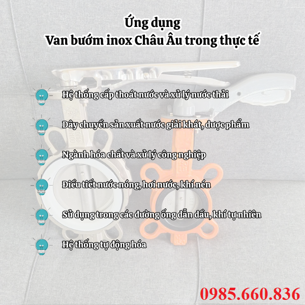 Ứng dụng van bướm inox Châu Âu trong thực tế