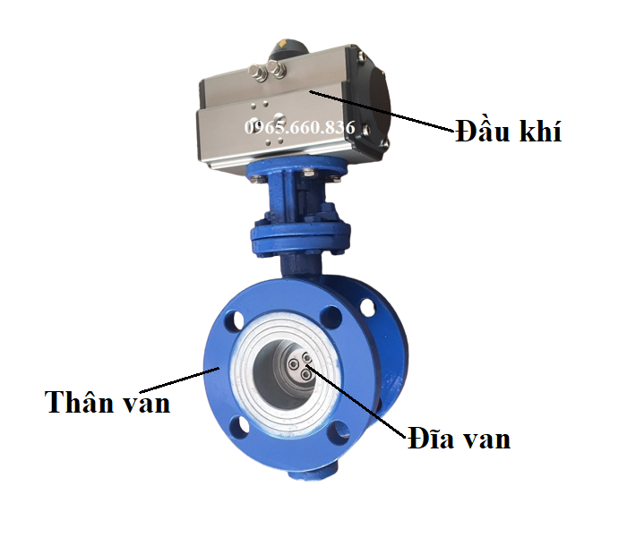 cấu tạo van bướm thép khí nén trung quốc 1