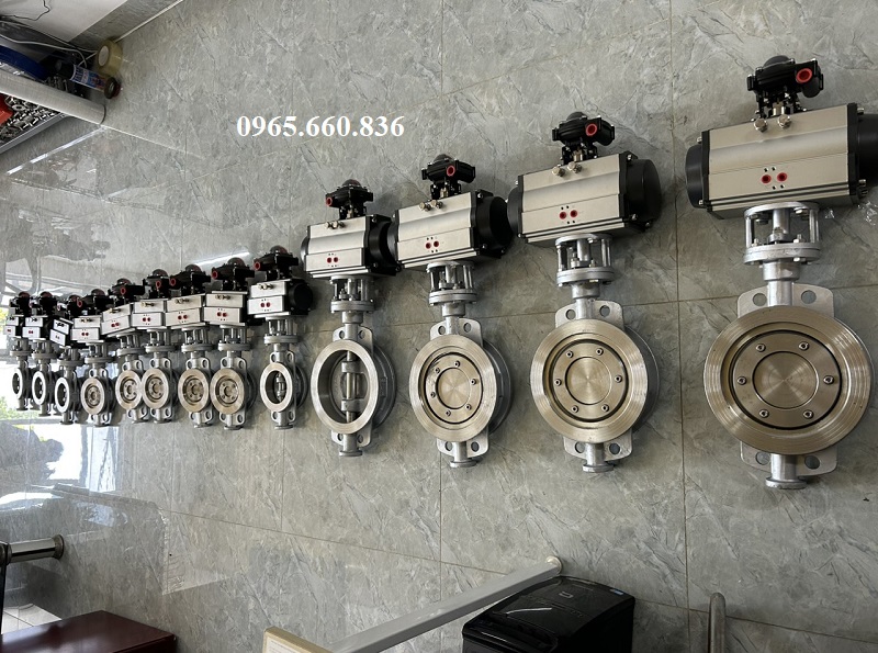 hình ảnh van bướm chịu nhiệt độ cao điều khiển khí nén