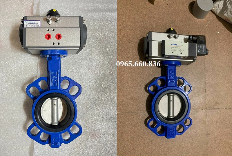 ứng dụng van bướm thân gang cánh inox điều khiển khí nén