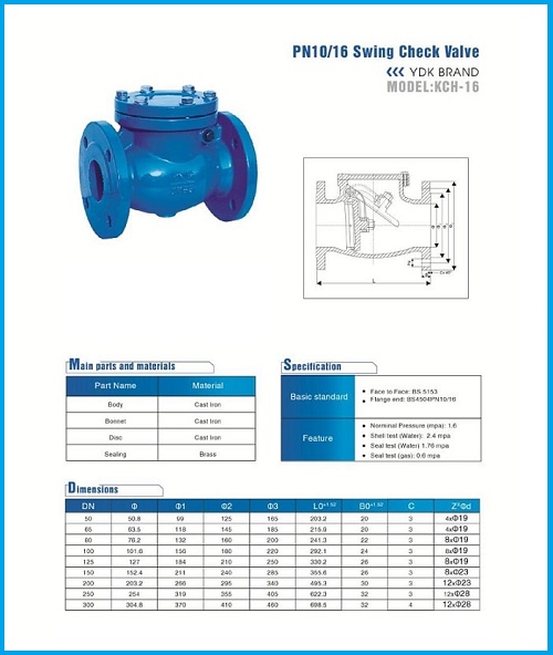 catalogue van một chiều mặt bích