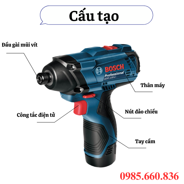 Cấu tạo máy khoan vặn vít