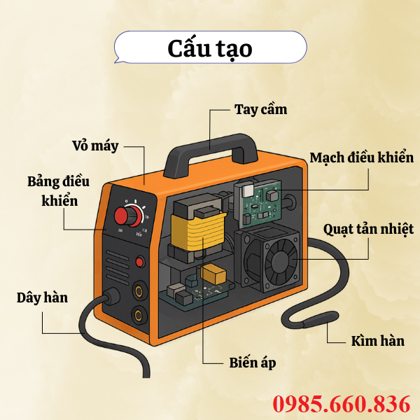 Cấu tạo của máy hàn que