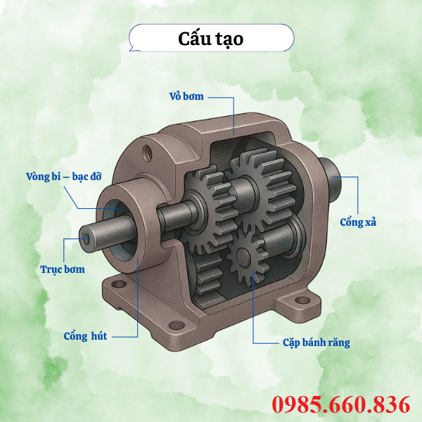 Cấu tạo bơm bánh răng JP20/18/F21/S6/R