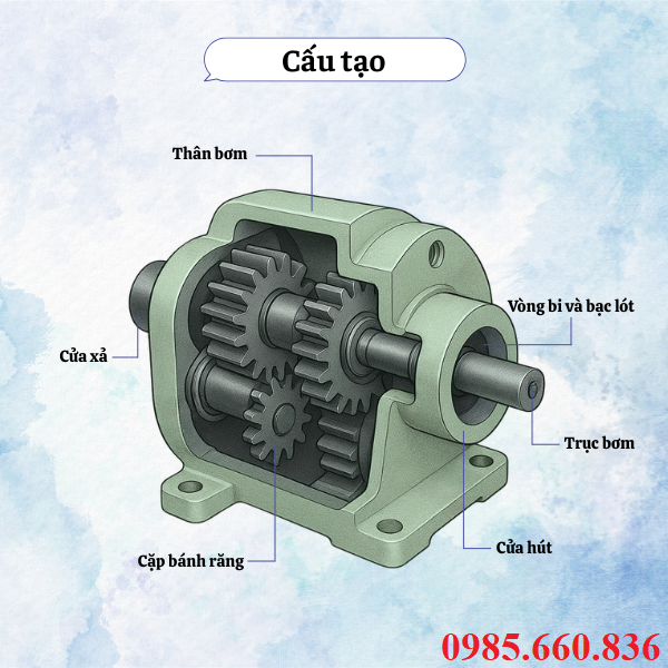 Cấu tạo bơm bánh răng JP20/20/F21/S6/R
