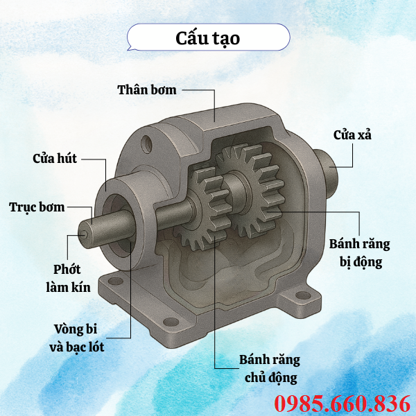 Cấu tạo bơm b&aacute;nh răng JP20/22/F21/S6/R
