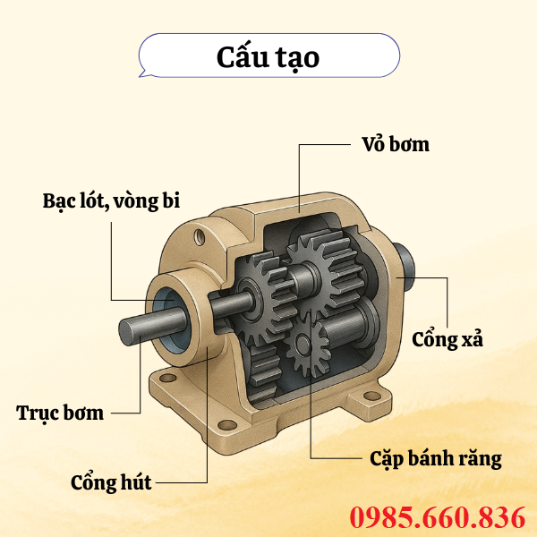 Cấu tạo bơm bánh răng JP20/8/F21/S6/R
