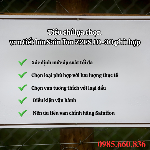 Tiêu chí lựa chọn van tiết lưu Sainffon Z2FS 10-30 phù hợp