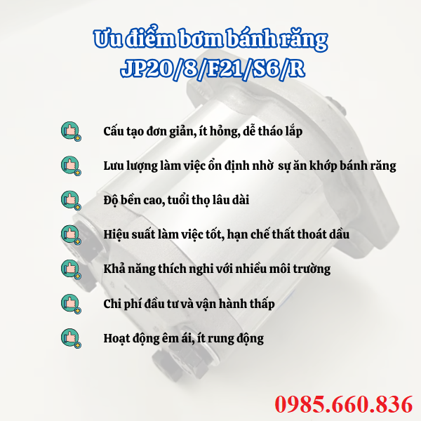 Ưu điểm bơm bánh răng JP20/8/F21/S6/R