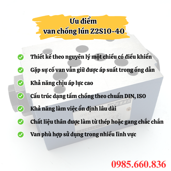 Ưu điểm van chống lún Z2S10-40