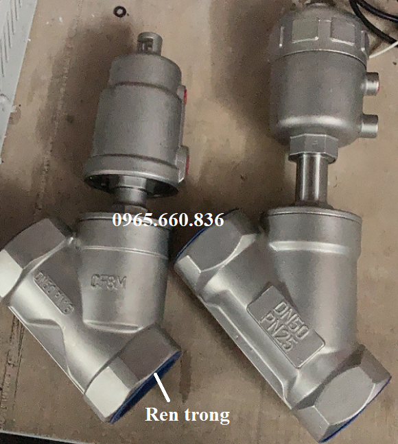 van y xiên điều khiển khí nén lắp ren