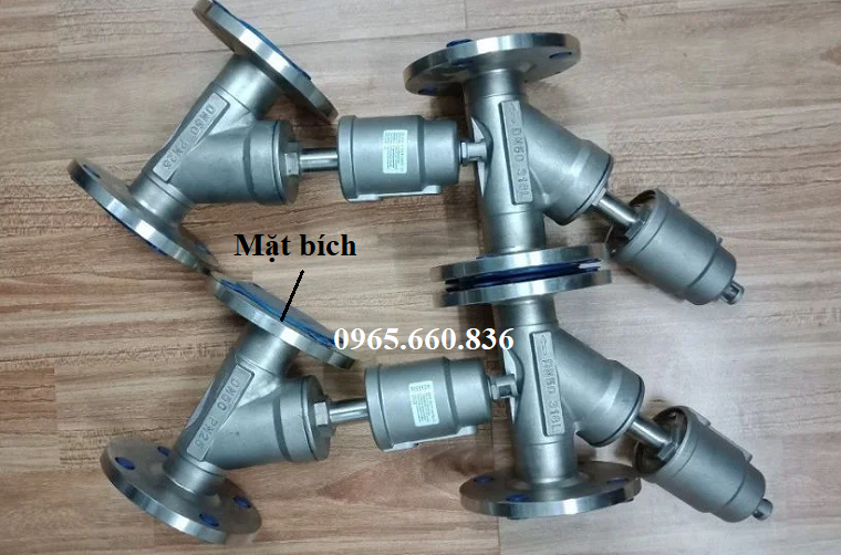 van y xiên điều khiển khí nén mặt bích
