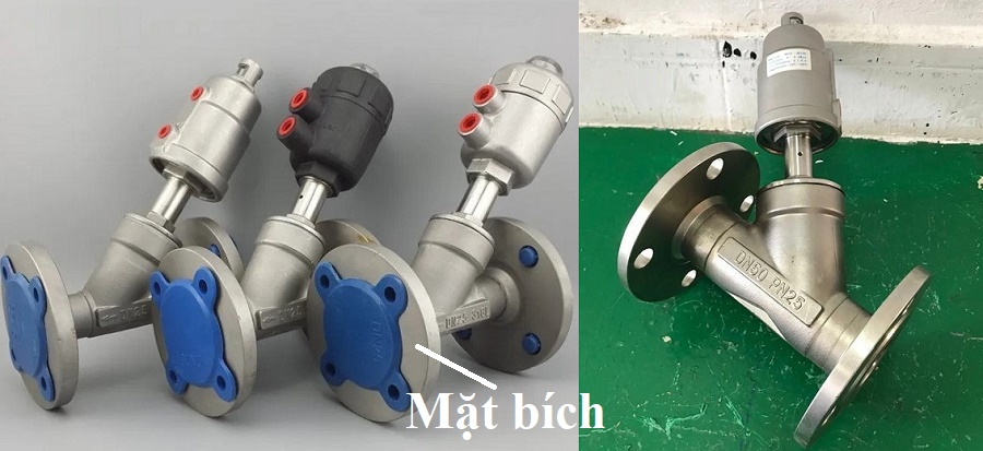van y xiên điều khiển khí nén lắp bích 3